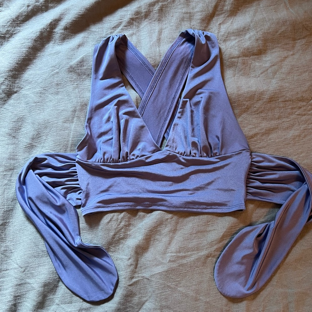 Urban Outfitters Periwinkle V neck top with back tie